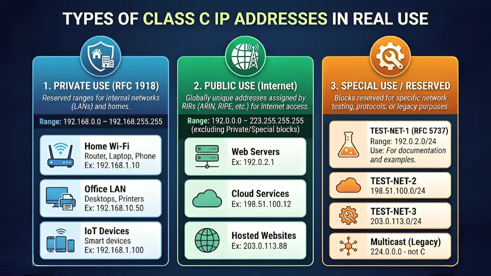 Types of Class C IP Addresses in Real Use